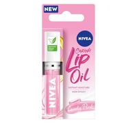 NIVEA Olio per labbra rosa caramella (5,5 ml), olio idratante per labbra con oli naturali al 100% tra cui olio di jojoba, lucidalabbra a lunga durata e non appiccicoso
