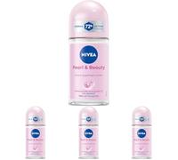 NIVEA Pearl & Beauty Deodorante Roll-On, rullo antitraspirante protegge 72 ore da sudore e odore corporeo, deodorante nutriente con estratti di perle e olio di avocado (50 ml) (Confezione da 4)