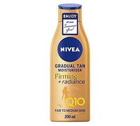 NIVEA Q10 Firming + Radiance Gradual Tan (200 ml), Tan Activating Firming Cream with Q10, Supports a Gradual Tan, Tanning Moisturiser for a Sun-Kissed Radiant Glow