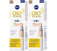 NIVEA Q10 POWER 3in1 Eye Care Cushion 02 Nude 4 ml, Crema contorno occhi colorata e idratante, Primer occhi anti-età con Coenzima Q10, Correttore occhiaie levigante (Confezione da 2)