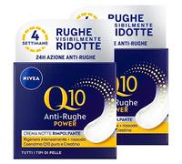 NIVEA Q10 Power Crema Notte Viso Rimpolpante Anti-Età 24 Ore di Idratazione Antirughe Rigenerante con Creatina e Coenzima Q10-2 Barattoli da 50ml