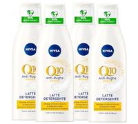 NIVEA Q10 Power Latte Detergente Viso Anti-Rughe Struccante Idratante ad Azione Anti-Età Tonificante Elasticizzante Antiossidante 48h Formula con Creatina per Pelli Sensibili - 4 Flaconi da 200ml
