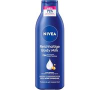 NIVEA Ricco latte per il corpo, crema nutriente intensa con acido ialuronico puro, olio di mandorle e siero per la cura profonda, lozione per la pelle secca (250 ml)