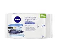 Nivea - Salviette da trucco per viso, occhi e labbra, 100% fibre vegetali (1 x 20 pezzi), struccante per viso, occhi e labbra, salviettine detergenti con loto sacro