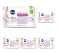 NIVEA Salviette nutrienti 3 in 1, pelle secca, 25 panni (Confezione da 5)