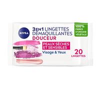 NIVEA - Salviette struccanti 3 in 1 - Efficacia impermeabile - Viso, Occhi, Labbra - Morbidezza & Idratazione - Pro-Vitamina B5 & Idrramina - Fibre Di Origine Vegetale - Pelle Secca - x 20