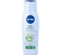 NIVEA Shampoo e balsamo Express 2 in 1, cura intensiva dei capelli con aloe vera e siero lucido, shampoo per capelli e balsamo per la cura in tempo espresso (250 ml)