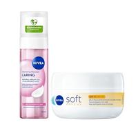 NIVEA Skincare Kit con Crema Giorno Nutriente SPF 30 50 ml e NIVEA Soft Daily UV SPF 15 100 ml, Crema idratante corpo, viso e mani 48h, Protezione solare UVA + UVB, Pelle secca e sensibile