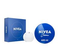 NIVEA Skincare Kit con Eau de Toilette NIVEA Creme 30 ml e Crema Corpo, Viso e Mani 400 ml, Cofanetto con profumo donna e uomo unisex e crema corpo, viso e mani per pelle secca e screpolata