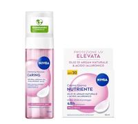 NIVEA Skincare Kit Nutriente con Crema Giorno SPF 30 50 ml e Mousse Detergente Viso 150 ml, Con Acido Ialuronico e Olio di Argan, 48h di idratazione intensa, Pelle secca e sensibile