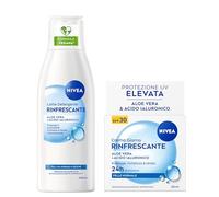 NIVEA Skincare Kit Rinfrescante con Crema Giorno SPF 30 50 ml e Latte Detergente 200 ml, Con Aloe Vera e Acido Ialuronico, 24h di idratazione intensa, Rimuove trucco waterproof, Pelle normale e secca