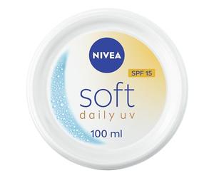 NIVEA Soft Daily UV SPF15 (100 ml), crema idratante per viso, corpo e mani con vitamina E e olio di jojoba, crema mani con fattore 15 protezione solare idrata profondamente, crema giorno formula