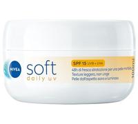 NIVEA Soft Daily UV SPF15 100 ml, Crema idratante corpo, viso e mani per 48 ore di fresca idratazione, Crema multiuso con Vitamina E, Olio di Jojoba e protezione solare SPF 15 UVA + UVB