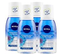NIVEA Struccante Occhi Doppia Azione con Acqua Purificata e Estratti di Fiordaliso Elimina Trucco Waterproof - 4 Flaconi da 125ml