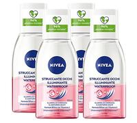 Nivea Struccante Occhi Illuminante per Trucco Waterproof ad Azione Detergente ed Energizzante Formula Vegana Bifase con Vitamina C per Contorno Occhi e Pelli Sensibili - 4 Flaconi da da 125ml