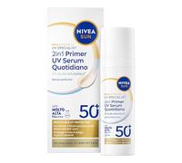 NIVEA SUN 2in1 Primer UV Serum Quotidiano SPF50+ 30 ml, Siero SPF 50+ viso per una pelle protetta e levigata, Protezione solare viso dal finish invisibile ideale come base per il make up
