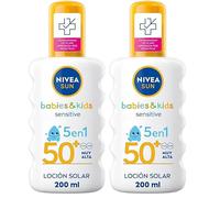 NIVEA SUN Babies & Kids Sensitive Spray Solare FP50+ (1 x 200 ml), protezione solare per bambini, protezione solare molto alta per ridurre il rischio di allergie solari (Confezione da 2)