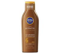 NIVEA SUN Crema Solare Protect & Bronze FP6 in flacone da 200 ml, Crema abbronzante e idratante, Latte solare per un'abbronzatura dorata, intensa e uniforme