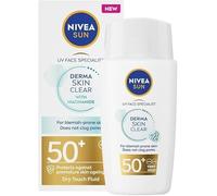 NIVEA SUN Derma Skin Clear FPS 50+(1 x 40 ml), fluido viso opacizzante dalla consistenza ultra leggera, trattamento anti-imperfezioni con protezione solare per pelli normali e grasse