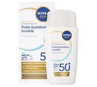NIVEA SUN Fluido Quotidiano Invisibile SPF 50+ 40 ml, Crema viso SPF 50+ invisibile su tutti i tipi di pelle, Protezione solare viso in fluido ultraleggero e opacizzante ad assorbimento rapido