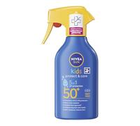 NIVEA Sun Kids Protect & Care SPF 50+ Trigger Spray (270 ml), spray solare resistente all'acqua, crema solare per bambini, fornisce una protezione istantanea ed efficace UVA + UVB