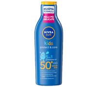 NIVEA SUN Kids Protect & Care SPF 50+ 200 ml, Crema solare 50 bambini 3+ anni per la pelle delicata, Protezione solare 50 bambini extra resistente all'acqua e al sudore con Pantenolo, Vitamina C & E