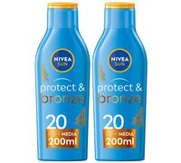Nivea Sun Latte Solare Protect & Bronze FP20 200 ml, Crema solare 20 p