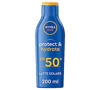 NIVEA SUN Latte Solare Protect & Hydrate SPF 50+ 3 x 200 ml, Crema solare corpo con formula sostenibile, con protezione immediata dai raggi UVA e UVB