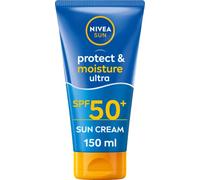 NIVEA SUN Protect & Moisture Ultra Sun Cream Lotion SPF 50+ (150ml), crema solare resistente all'acqua, crema solare fornisce protezione istantanea UVA/UVB e idrata la pelle per 48 ore