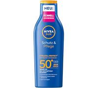 NIVEA SUN Protezione e cura, lozione solare SPF 50+, protezione solare impermeabile con vitamina C e acido ialuronico, protezione solare ad assorbimento rapido per 48 ore di umidità senza residui
