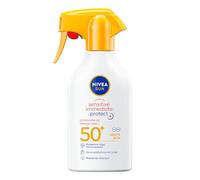 NIVEA SUN Sensitive Immediate Protect Spray Solare SPF 50+ 250 ml, Crema solare 50 spray contro le allergie solari, Protezione solare 50+ con Aloe Vera per pelle sensibile, Senza profumo, Waterproof