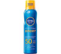 NIVEA SUN Spray solare UV Dry Protect Sport SPF 50 (200 ml), 100% trasparente e rinfrescante, resistente al sudore ed extra impermeabile