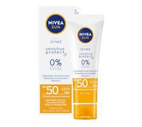 NIVEA Sun UV Face Sensitive Crema solare SPF 50, protezione solare per il viso senza profumo, per pelli sensibili, formula leggera non grassa con protezione UVA/UVB, crema solare per il viso