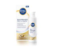 NIVEA SUN UV Primer Daily UV Siero UV SPF50+ (30ml), crema solare senza frangrance con alto fattore di protezione solare, ideale come base per il trucco, formula idratante con ialurone, senza gesso