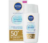 NIVEA SUN Fluido Quotidiano Invisibile SPF 50+ 40 ml, Crema viso SPF 50+ invisibile su tutti i tipi di pelle, Protezione solare viso in fluido ultraleggero e opacizzante ad assorbimento rapido