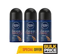 Nivea Uomo Deep Espresso Black Carbon Deodorante Roll-On 72H Sweat Protect...