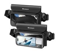 Niveaya Marsupio impermeabile IP68 - Confezione da 2 pezzi, custodia impermeabile per telefono, spiaggia, kayak, nuoto, barca, essenziale per iPhone 16/15/14/13/12 Pro Max fino a 9,5 pollici