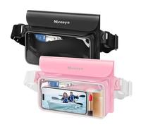 Niveaya Marsupio impermeabile IP68 - Confezione da 2 pezzi, custodia impermeabile per telefono, spiaggia, kayak, nuoto, barca, essenziale per iPhone 16/15/14/13/12 Pro Max fino a 9,5 pollici
