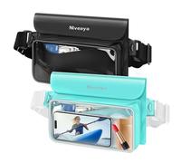 Niveaya Marsupio impermeabile IP68 - Confezione da 2 pezzi, custodia impermeabile per telefono, spiaggia, kayak, nuoto, barca, essenziale per iPhone 16/15/14/13/12 Pro Max fino a 9,5 pollici