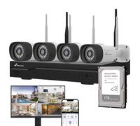 NIVIAN Kit Videosorveglianza WiFi 2K Professionale con 4 Telecamere IP NVR 10