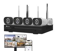 NIVIAN Kit Videosorveglianza WiFi 2K, Telecamere con IA, Audio Bidirezionale, Visione Notturna, App EseeCloud, Uscita HDMI per TV/Monitor
