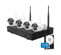 NIVIAN Kit Videosorveglianza WiFi SUPERHD 2K - Sicurezza Facile da Installare per Casa o Negozio, Visione Notturna, Rilevamento Umano Intelligente, Controllo da App - 4 Telecamere + NVR 8CH + HDD 1TB