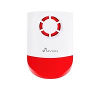 NIVIAN Sirena da Esterno 120 dB con Flash LED - Connessione Radio 433 MHz, Alimentazione 230V con Batteria di Backup, IP55, Compatibile con Sistemi di Allarme Nivian