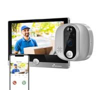 NIVIAN Spioncino Digitale WiFi - Videocamera Full HD con Batteria e Campanello, Audio Bidirezionale, Rilevamento PIR e Visione Notturna | App e Controllo da Smartphone