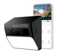 NIVIAN Telecamera IP Wi-Fi Solare con Faretto LED Esterno 2K Rilevamento PIR Batteria.