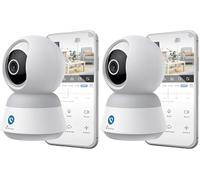 NIVIAN Telecamera WiFi Interna 2K 4MP, visione a 360° con IA e auto-tracking, audio bidirezionale e bottone di chiamata per la sicurezza della famiglia (Confezione da 2)