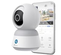 NIVIAN Telecamera di sorveglianza interna a cupola 360°, WiFi 4MP Super HD, rilevamento umano IA, auto-tracking, audio bidirezionale, compatibile con Alexa e Google Home