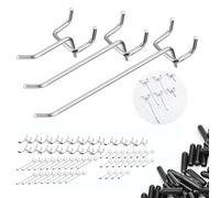 Nivithi 60 ganci in metallo per pannelli forati da 5/10/15 cm, passo foro 2,5 cm, bordo per strumenti, pannelli per pareti, ganci per esposizione di pannelli per garage, officina, supermercato e