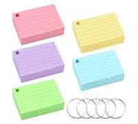 Nivofu 500 Pezzi Flash Card Cartoncini A8, Index Cards Study Cards, Flashcard da pagine Colore Flash Cards con Raccoglitore ad Anelli, Scheda Indice con Raccoglitore ad Anelli per Scuola Ufficio