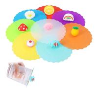 Nivofu,8 Pezzi Coperchi per Tazza in Silicone,Riutilizzabile Coperchio in Silicone Alimentare,Antipolvere Colorato Coperchio per Tazza per Tazze in Vetro, Tazze da Caffè,Boccale di Birra,Tazze da Tè